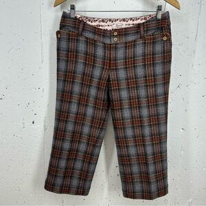 Original Penguin size 4 Wool Brown Plaid Lined Crop Ankle Pants